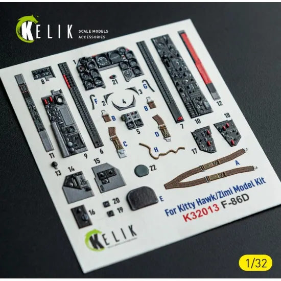 Kelik K32013 1/32 F-86d - Interior 3d Decals For Kitty Hawk/Zimi Models Kit