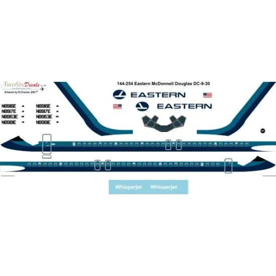 26decals 144-254 1/144 Eastern Douglas Dc-9-30 Laser Decal For Aircraft