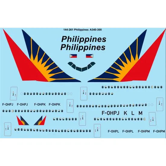 26decals 144-261 1/144 Philippines Airbus A340-300 Laser Decal For Aircraft