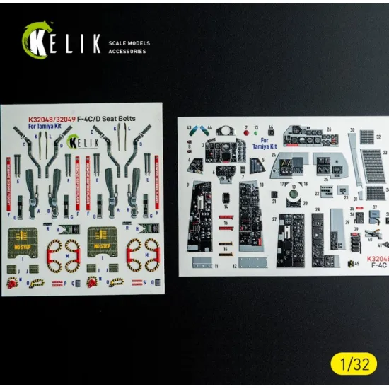 Kelik K32048 1/32 F-4c - Interior 3d Decals For Tamiya Kit