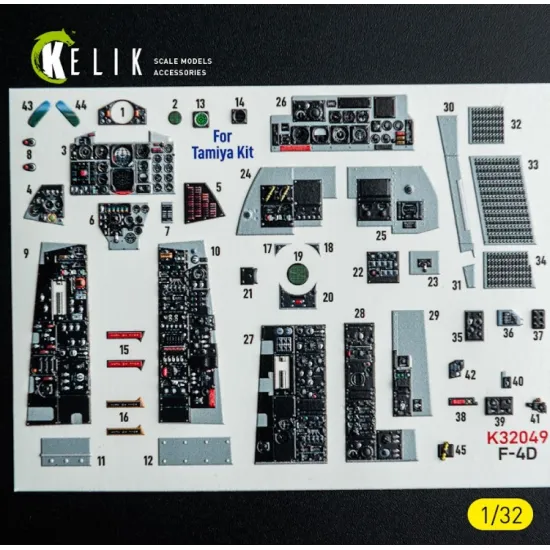 Kelik K32049 1/32 F-4d - Interior 3d Decals For Tamiya Kit