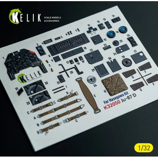 Kelik K32050 1/32 Ju-87d - Interior 3d Decals For Hasegawa Kit