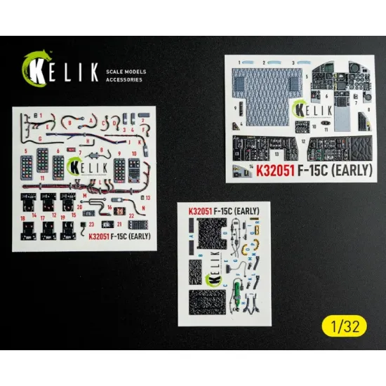 Kelik K32051 1/32 F-15c Early - Interior 3d Decals For Tamiya Kit