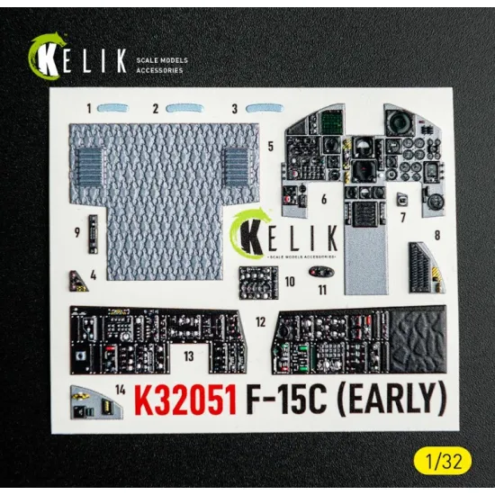 Kelik K32051 1/32 F-15c Early - Interior 3d Decals For Tamiya Kit