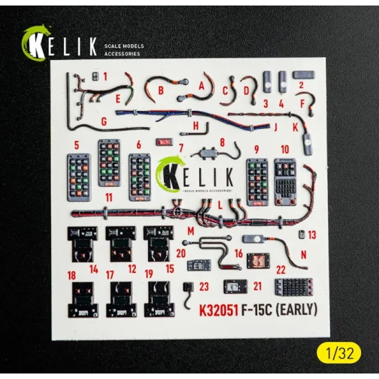 Kelik K32051 1/32 F-15c Early - Interior 3d Decals For Tamiya Kit