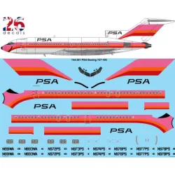 26decals 144-281 1/144 Psa Pink Boeing 727-100 Laser Decal For Aircraft