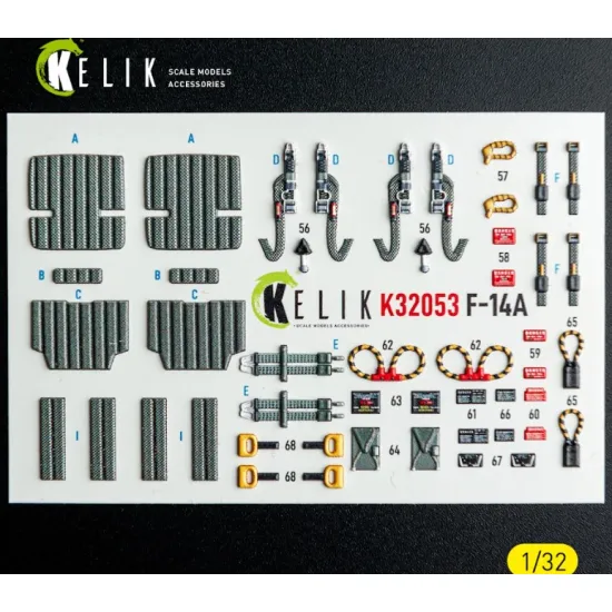 Kelik K32053 1/32 F-14a - Interior 3d Decals For Tamiya Kit