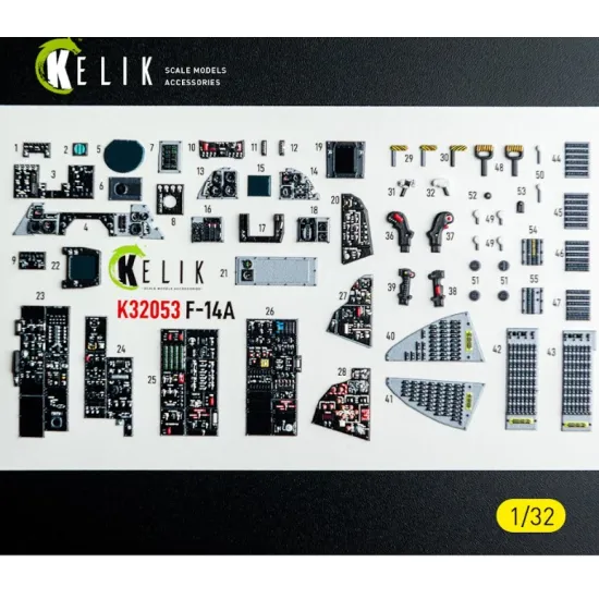 Kelik K32053 1/32 F-14a - Interior 3d Decals For Tamiya Kit