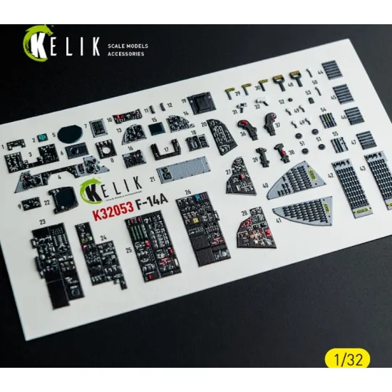 Kelik K32053 1/32 F-14a - Interior 3d Decals For Tamiya Kit