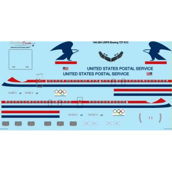 26decals 144-284 1/144 Usps Boeing 727-100 Laser Decal For Aircraft