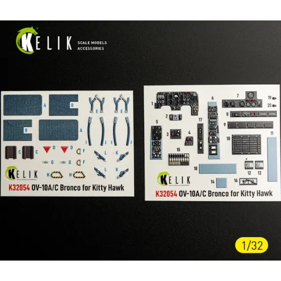 Kelik K32054 1/32 Ov-10a/C Bronco - Interior 3d Decals For Kitty Hawk/Zimi Models Kit