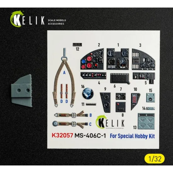 Kelik K32057 1/32 Ms-406c-1 - Interior 3d Decals For Special Hobby Kit