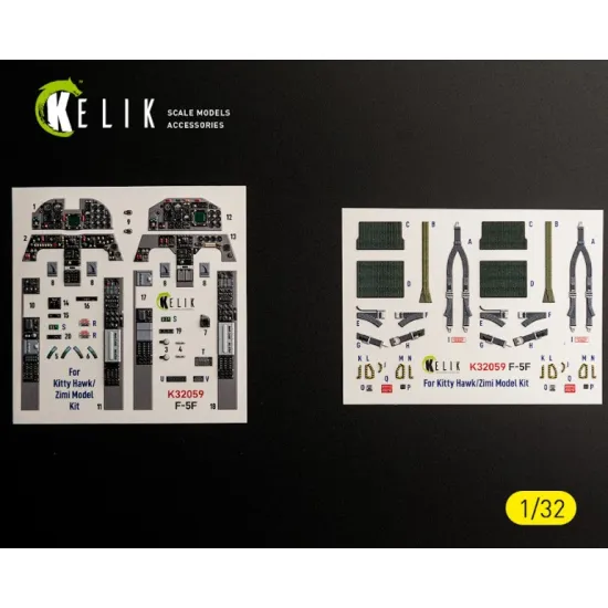 Kelik K32059 1/32 F-5f - Interior 3d Decals For Kitty Hawk/Zimi Models Kit