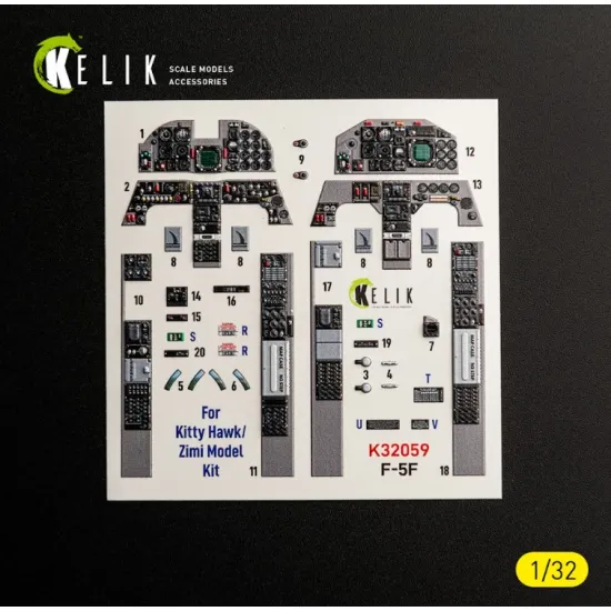 Kelik K32059 1/32 F-5f - Interior 3d Decals For Kitty Hawk/Zimi Models Kit