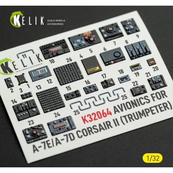 Kelik K32064 1/32 Avionics For A-7e/D Corsair Ii - Exterior 3d Decals For Trumpeter Kit