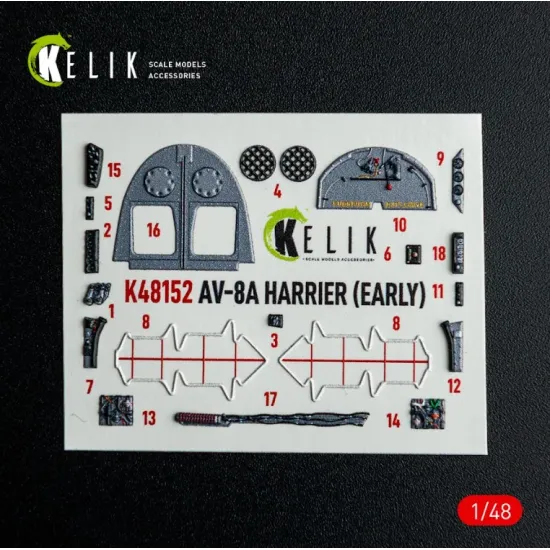 Kelik K48152 1/48 Av-8a Harrier Early - Interior 3d Decals For Kinetic Kit