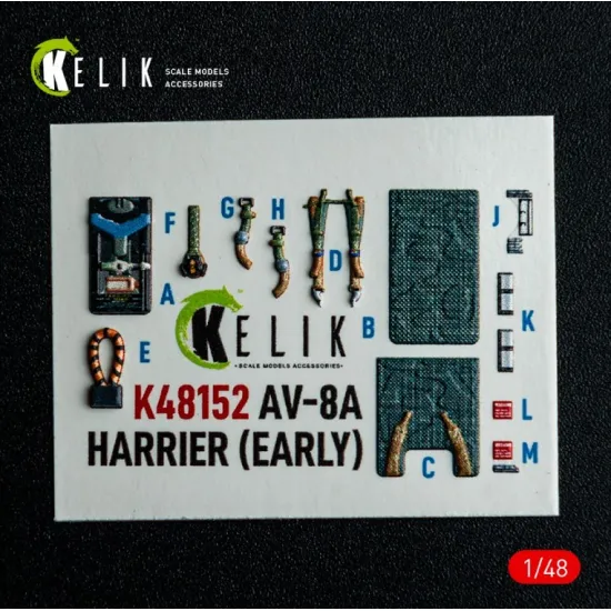 Kelik K48152 1/48 Av-8a Harrier Early - Interior 3d Decals For Kinetic Kit