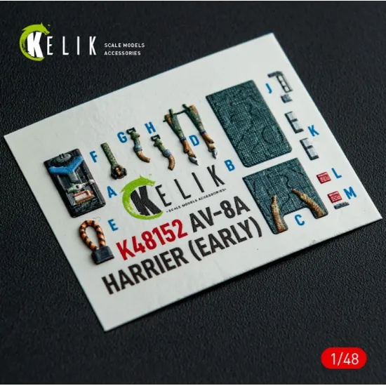 Kelik K48152 1/48 Av-8a Harrier Early - Interior 3d Decals For Kinetic Kit
