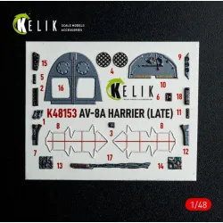 Kelik K48153 1/48 Av-8a Harrier Late - Interior 3d Decals For Kinetic Kit