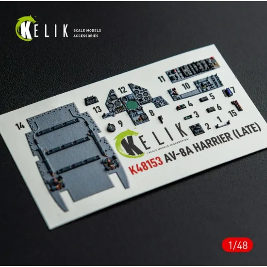 Kelik K48153 1/48 Av-8a Harrier Late - Interior 3d Decals For Kinetic Kit