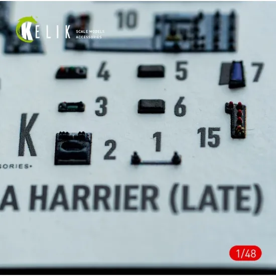 Kelik K48153 1/48 Av-8a Harrier Late - Interior 3d Decals For Kinetic Kit
