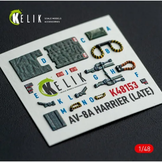 Kelik K48153 1/48 Av-8a Harrier Late - Interior 3d Decals For Kinetic Kit