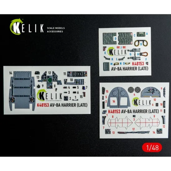 Kelik K48153 1/48 Av-8a Harrier Late - Interior 3d Decals For Kinetic Kit