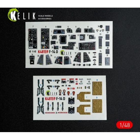 Kelik K48159 1/48 F-14d - Interior 3d Decals For Gwh Kit