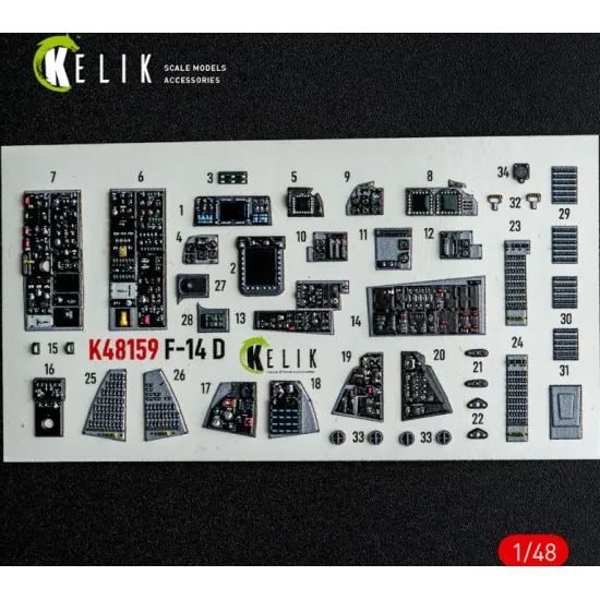 Kelik K48159 1/48 F-14d - Interior 3d Decals For Gwh Kit