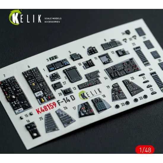Kelik K48159 1/48 F-14d - Interior 3d Decals For Gwh Kit
