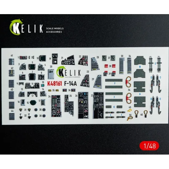 Kelik K48161 1/48 F-14a - Interior 3d Decals For Gwh Kit