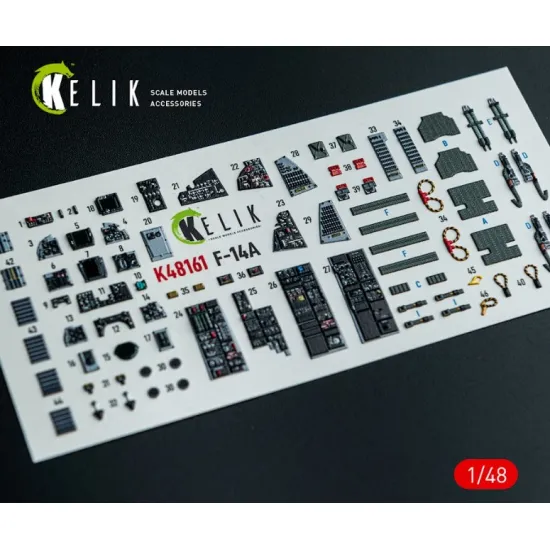 Kelik K48161 1/48 F-14a - Interior 3d Decals For Gwh Kit