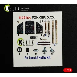 Kelik K48164 1/48 Fokker D Xxi - Interior 3d Decals For Special Hobby Kit