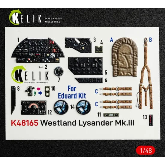 Kelik K48165 1/48 Westland Lysander Mk Iii - Interior 3d Decals For Eduard Kit