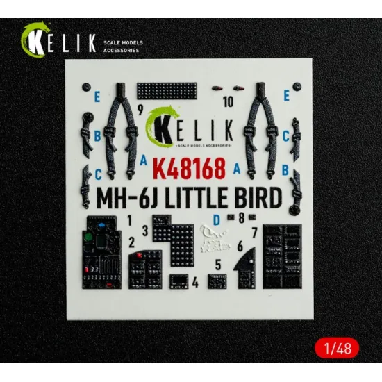 Kelik K48168 1/48 Mh-6j Little Bird - Interior 3d Decals For Icm Kit