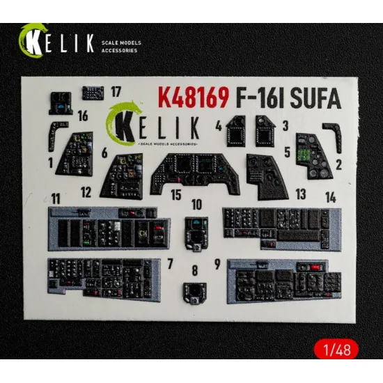 Kelik K48169 1/48 F-16i Sufa - Interior 3d Decals For Gwh Kit