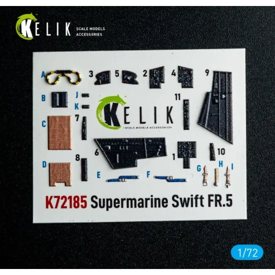 Kelik K72185 1/72 Supermarine Swift Fr 5 - Interior 3d Decals For Airfix Kit