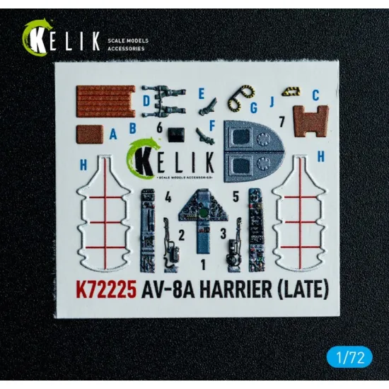 Kelik K72225 1/72 Av-8a Harrier Late - Interior 3d Decals For Italeri Kit