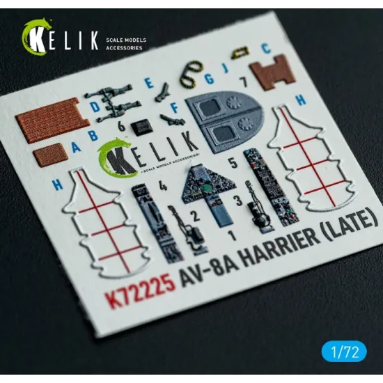 Kelik K72225 1/72 Av-8a Harrier Late - Interior 3d Decals For Italeri Kit