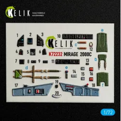 Kelik K72232 1/72 Mirage-2000c - Interior 3d Decals For Dreammodel Kit