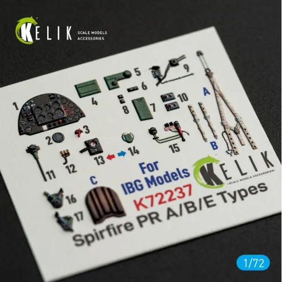 Kelik K72237 1/72 Spitfire Pr A/B/E Types - Interior 3d Decals For Ibg Models Kit