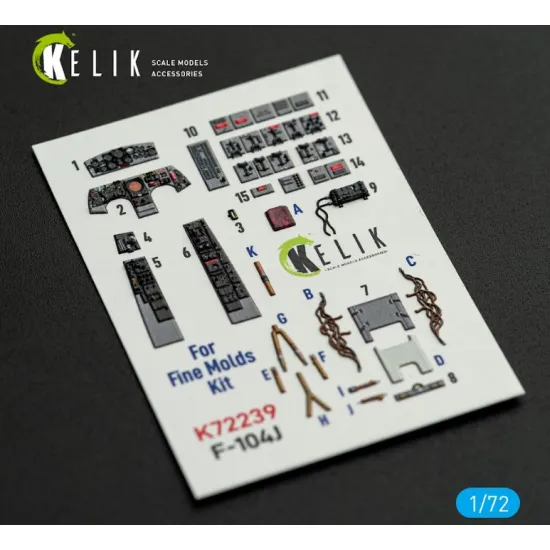 Kelik K72239 1/72 F-104j - Interior 3d Decals For Fine Molds Kit