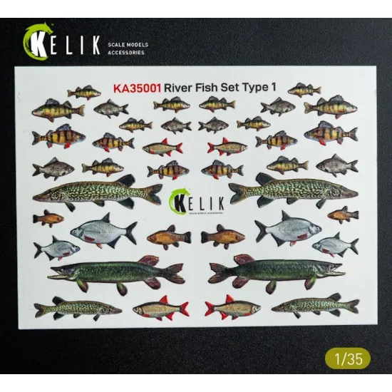 Kelik Ka35001 1/35 River Fish Set Type 1 3d Decal For Dioramas