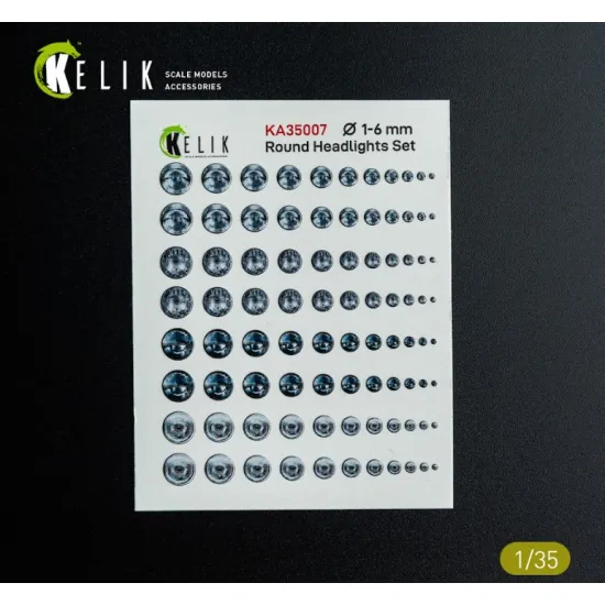 Kelik Ka35007 1/35 Round Headlights Set 1-6 Mm 3d Decal For Models