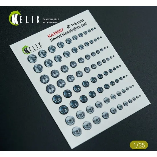 Kelik Ka35007 1/35 Round Headlights Set 1-6 Mm 3d Decal For Models