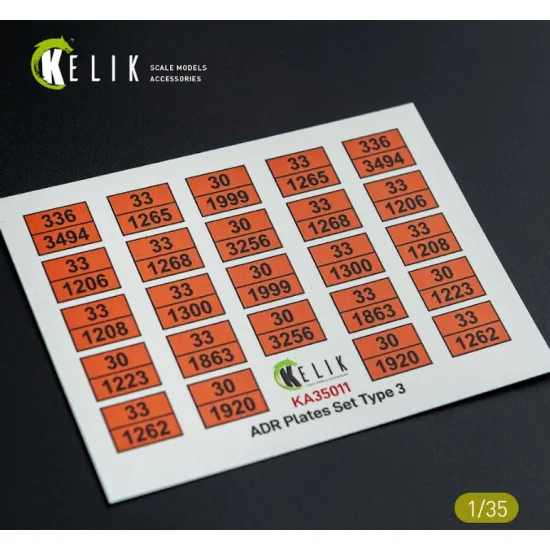 Kelik Ka35011 1/35 Adr Plates Set Type 2 Decal For Models