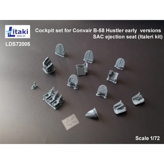 Litaki 72005 1/72 Cockpit Set For Convair B-58 Hustler Early Versions Sac Ejection Seat Italeri Kit