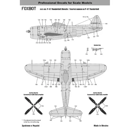 Foxbot 72-083 1/72 Foxbot Decals Republic P-47 Thunderbolt Stencils