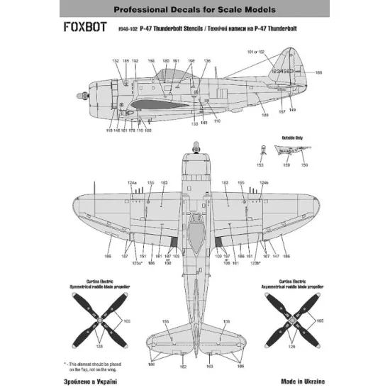 Foxbot 48-102 1/48 Foxbot Decals Republic P-47 Thunderbolt Stencils