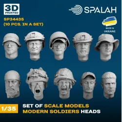 Spalah Sp34435 1/35 Set Of Scale Models Modern Soldiers Heads 10 Pcs
